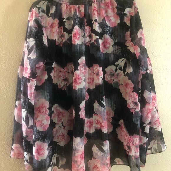 J.Lo Floral Gold Drip Blouse floral print size L - Picture 3 of 7